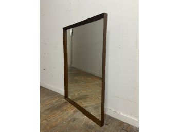 Large Mid Century Modern Walnut Beveled Mirror