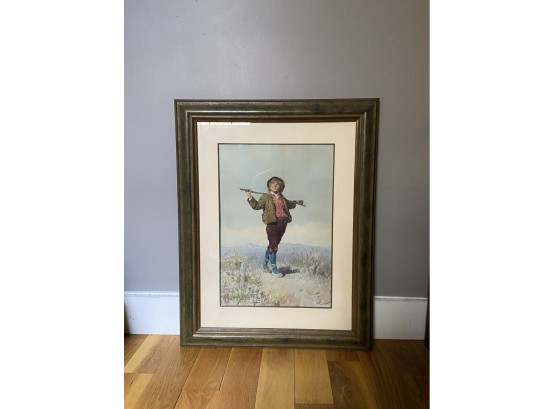 Original Domenico De Angelis, Watercolor On Paper Framed And Signed.