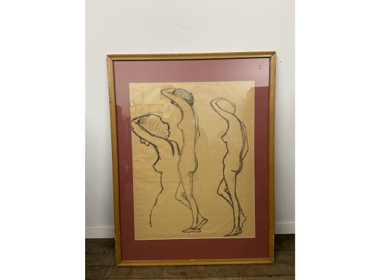 Framed Etchings Of Female Bodies, Unsigned