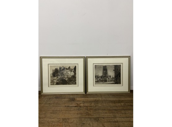 Pair Of Albert Goethal Etchings, Signed And Framed. Limited Artist Proofs