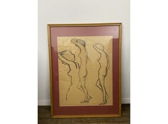 Framed Etchings Of Female Bodies, Unsigned