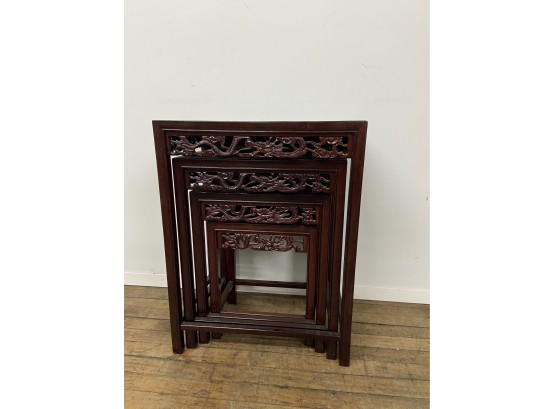 Set Of Four Asian Wood Nesting Tables
