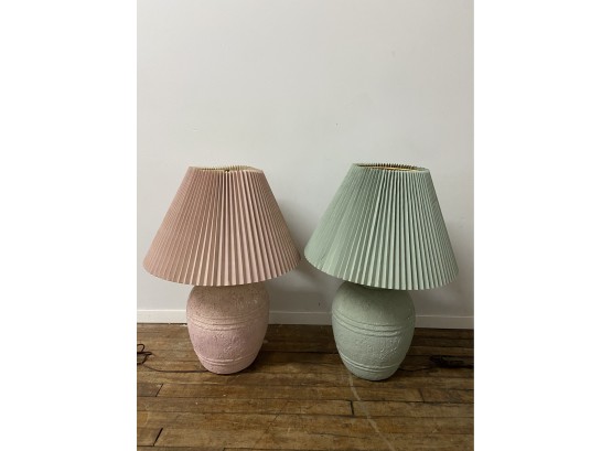 Pair Of Pastel Table Lamps