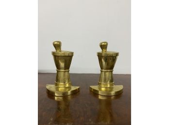 Pair Of Heavy Brass Book Ends