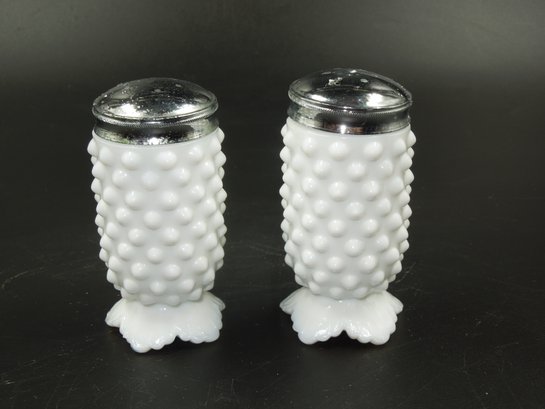 Hobnail Milk Glass Salt and Pepper Shakers