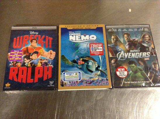 New Disney Dvds (finding Nemo, Marvels The Avengers And Wreck-it Ralph)