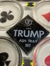 New Federal Glass Company S-274 Trump Ash Tray Set Playing Card Logo