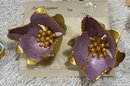 Lot If 6 Vintage Pairs Of Cerrito Clip On Flower Earrings (10)