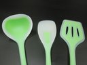 New Lime Green Silicone Kitchen Cooking Utensil Set Of 5 (spatula, Turner, Spoonula, Mixing Spoon, Soup Ladle)