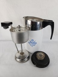 Vintage Corning Ware Blue Cornflower 10 Cup Coffee Percolator E-1210 - Complete