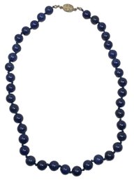 Genuine Rare Lapis Stone Necklace With Silver Clasp Hand Knotted (35)