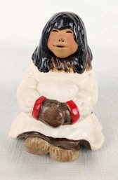 Vintage 1976 C. Alan Johnson Inuit Eskimo NAYA Sitting Girl Figurine