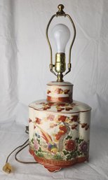 Vintage Oriental  Asian Made In Japan Lamp - Autumn  Quail, Floral Themed Scene - Tested & Working