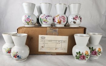 (1) New Cases (12 Total) S.A. Leart Floral Art 4.25' Tall Mini Vases Made In Brazil  Porcelana Schmidt