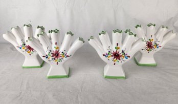 (1) New Cases (4Total) 5 Finger Fan Vases - Made In Portugal