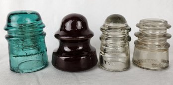 Lot Of (4)  Vintage Insulators - All Four Have Writing Or Marked