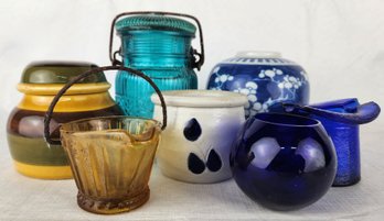 Glassware & Pottery Lot - Jars, Vase & More