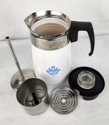 Vintage Corning Ware Blue Cornflower 6 Cup Coffee Percolator