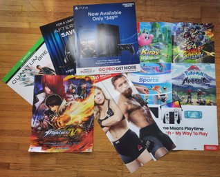 Lot Of Video Game Store Advertising Posters (Nintendo Switch, PS4 Sony Playstation 4, Xbox One, UFC)