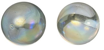 Lot Of 2 Iridescent Paperweights