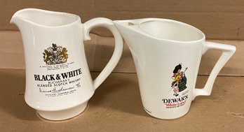 Buchanans Black And White And Dewars White Label Scotch Whisky Alcohol Liquor Advertising Pitcher