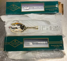 New Open Box Shannon Irish Lead Crystal Transition Meat Fork And Slotted Spoon Read Details