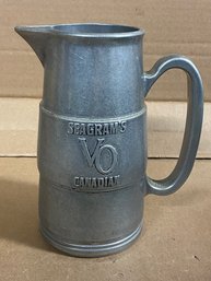 Seagrams Canadian Whiskey Metal Pewter? Alcohol Liquor Advertising Pitcher