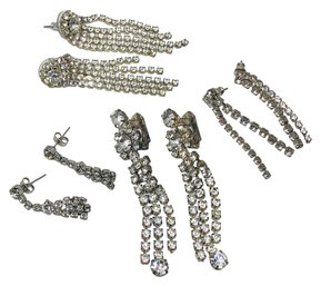 Lot Of 4 Pairs Of Rhinestone/cubic Zirconia Earrings (53)