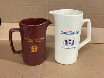 Canadian Mist And  Buchanans Reserve Whisky Alcohol Liquor Advertising Pitcher