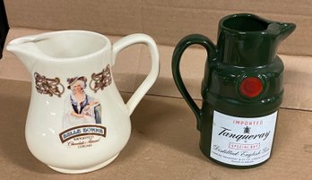 Taqueray Gin And Belle Bonne Almond Cream Alcohol Liquor Advertising Pitcher