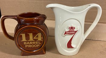 Old Grand Dad Bourbon Whiskey And Seagrams 7 Alcohol Liquor Advertising Pitcher