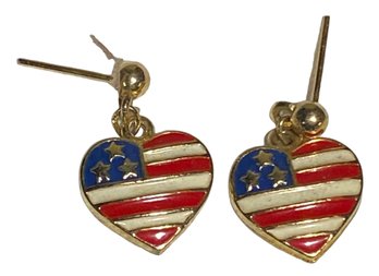 Heart American Flag Pierced Earrings (202)