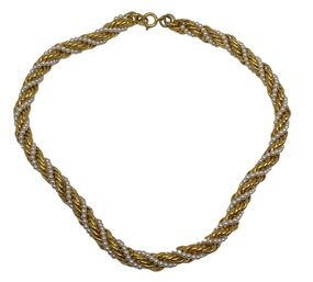 Gold Tone Faux Pearl Twisted Rope Necklace (44)