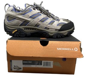 Merrell Women's Moab 2 Vent Hiking Shoes Boots Sneakers Size 7.5 Aluminum/Marlin J06018