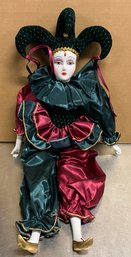 24 Inch Musical Harlequin Jester Doll Porcelain Victoria Impex