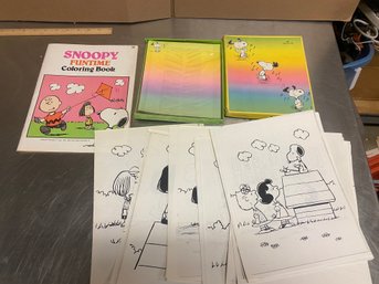 Vintage Lot If Snoopy Peanuts Items Coloring Book Notepad