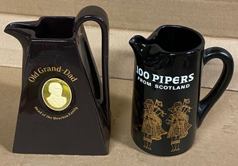 Old Grand Dad Bourbon Whiskey And 100 Pipers From Scotland Alcohol Liquor Advertising Pitcher