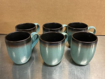Lot Of 6 Stoneware Coffee Mugs