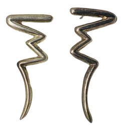 Vintage 1980's Sterling Silver .925 Mexico Lightning Bolt Squiggle Earrings (56)