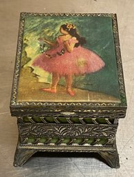Really Awesome Metal Degas Dancer In A Rose Dress Trinket Box