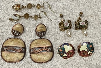 Lot Of 4 Pairs Of Really Nice Unique Pierced Ear Earrings (12)
