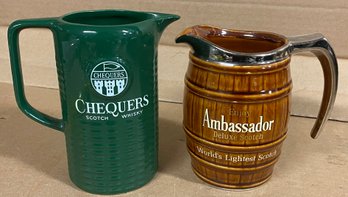 Chequers And Ambassador Scotch Whisky Alcohol Liquor Advertising Pitcher