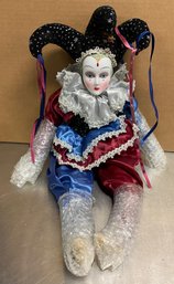 24 Inch Harlequin Jester Doll Porcelain Victoria Impex