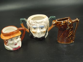 Vintage Face/Animal Figure Themed Sugar, Mug & Creamer - A Couple Marked Made In Occupied Japan