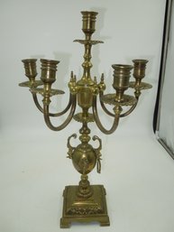 Antique 21' Tall Signed Heavy Brass Candelabra Candle Stick Holder