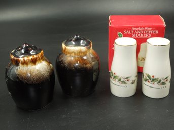 2 Sets Of Salt & Pepper Shakers - One Set Still New In Original Box