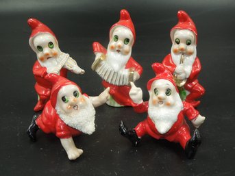 Set Of 5 Vintage Christmas Santa Gnome/Elf Figures