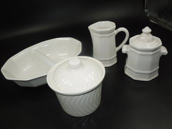 Pfaltzgraff Sugar/creamer Set, Divided Serving Dish/bowl & Other Covered Jar