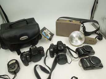 Digital Cameras, 35mm Canon Rebel Camera, New Travel Bag & Other Vintage Camera Stuff