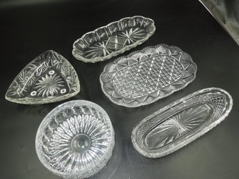 Vintage Cut Glass Serving & Candy Dish Glassware Lot
